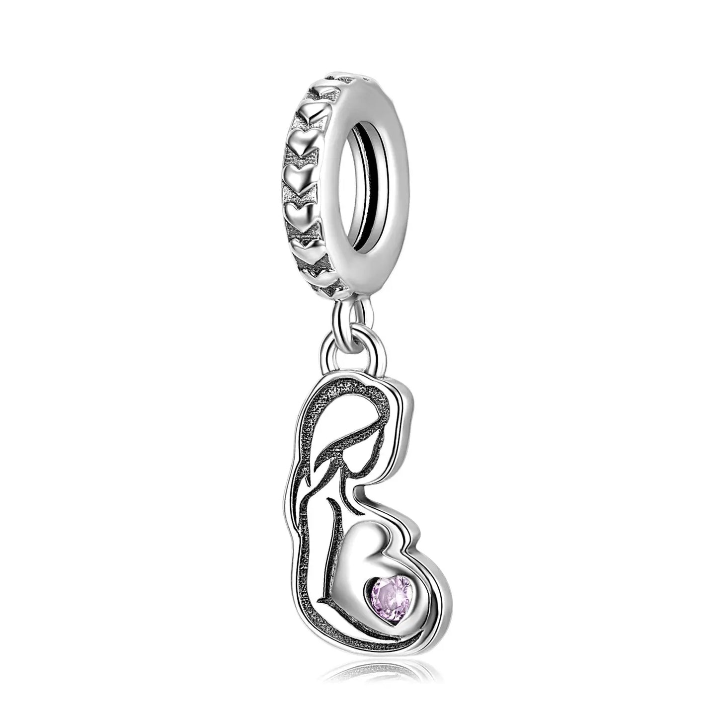 Pregnant Mother Dangle Charm in Sterling Silver Kozy Lumiere