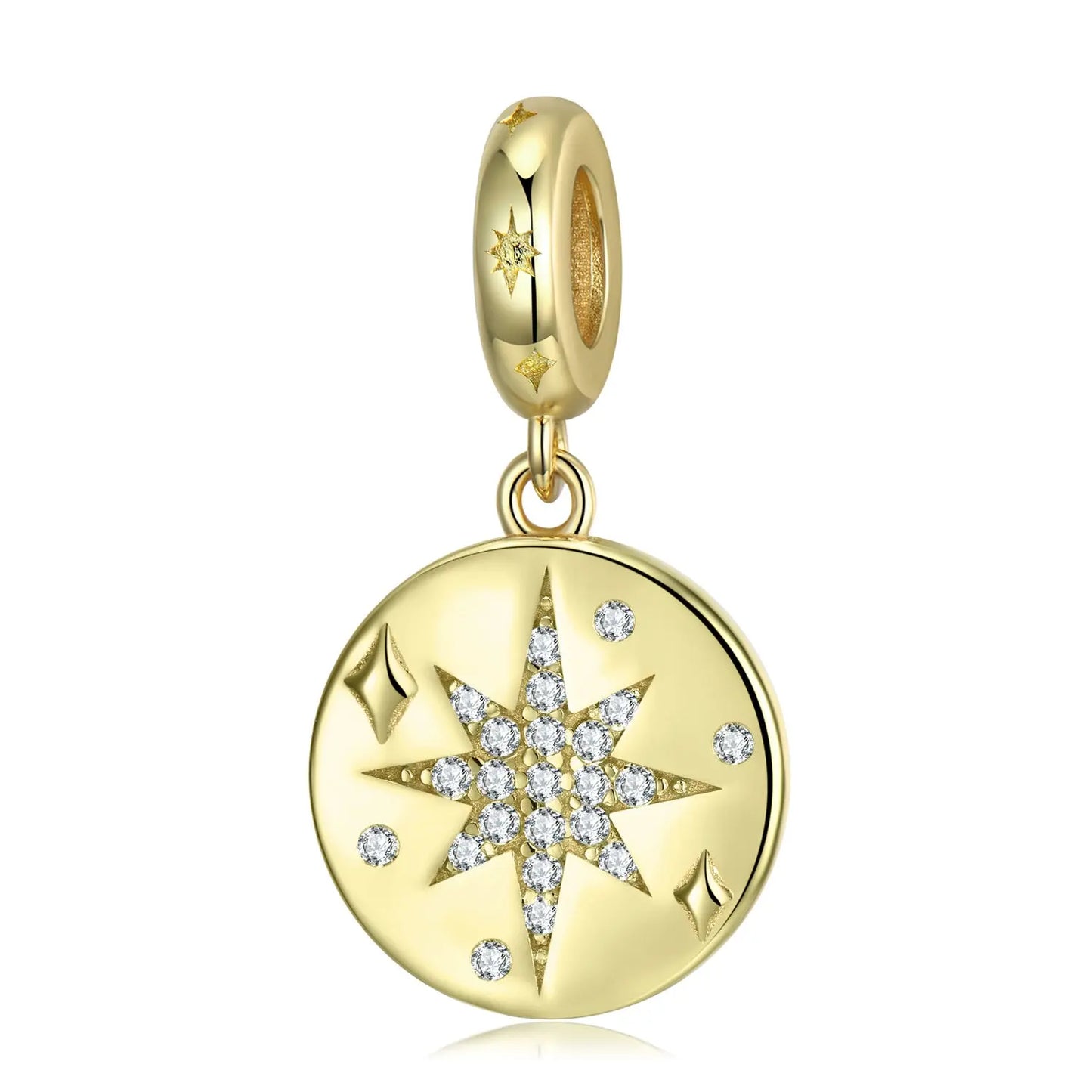 Eight-Pointed Star Dangle Charm in Sterling Silver Kozy Lumiere