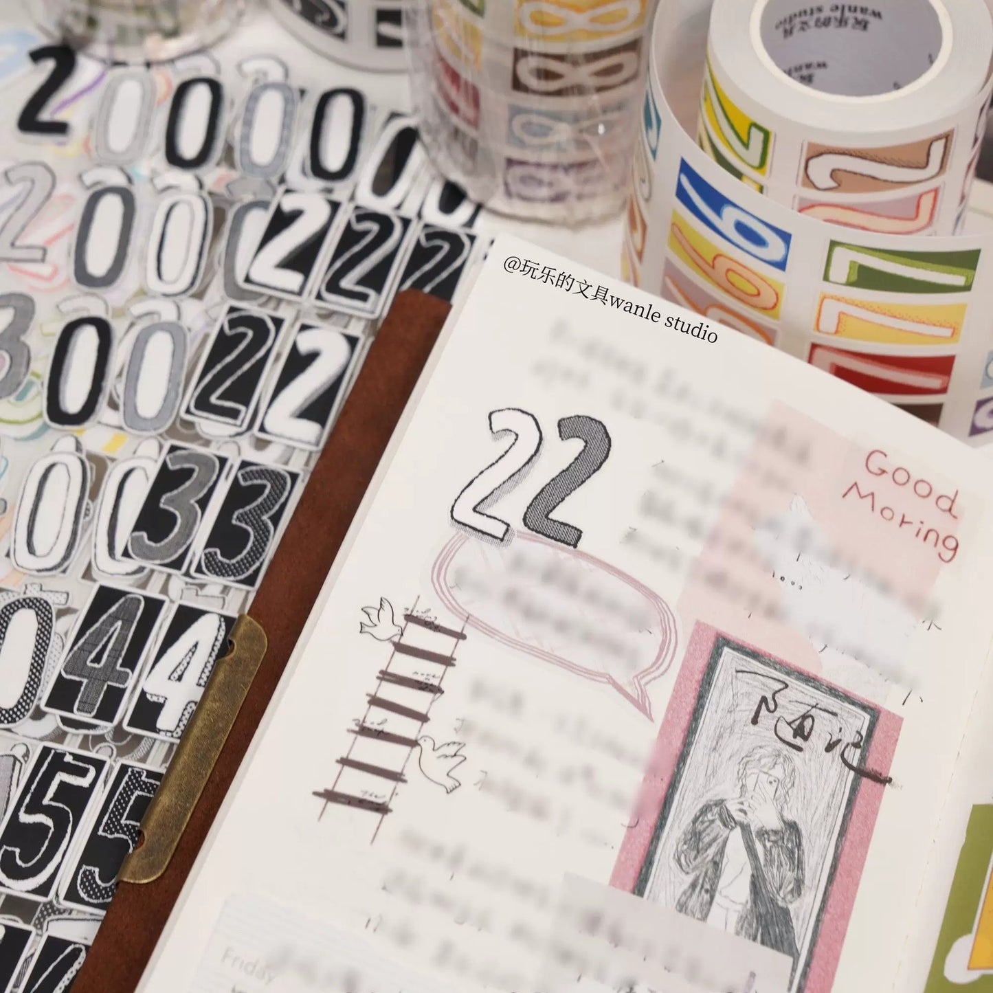 Long Number Tape Roll - Kiss-Cut Washi Paper image 6
