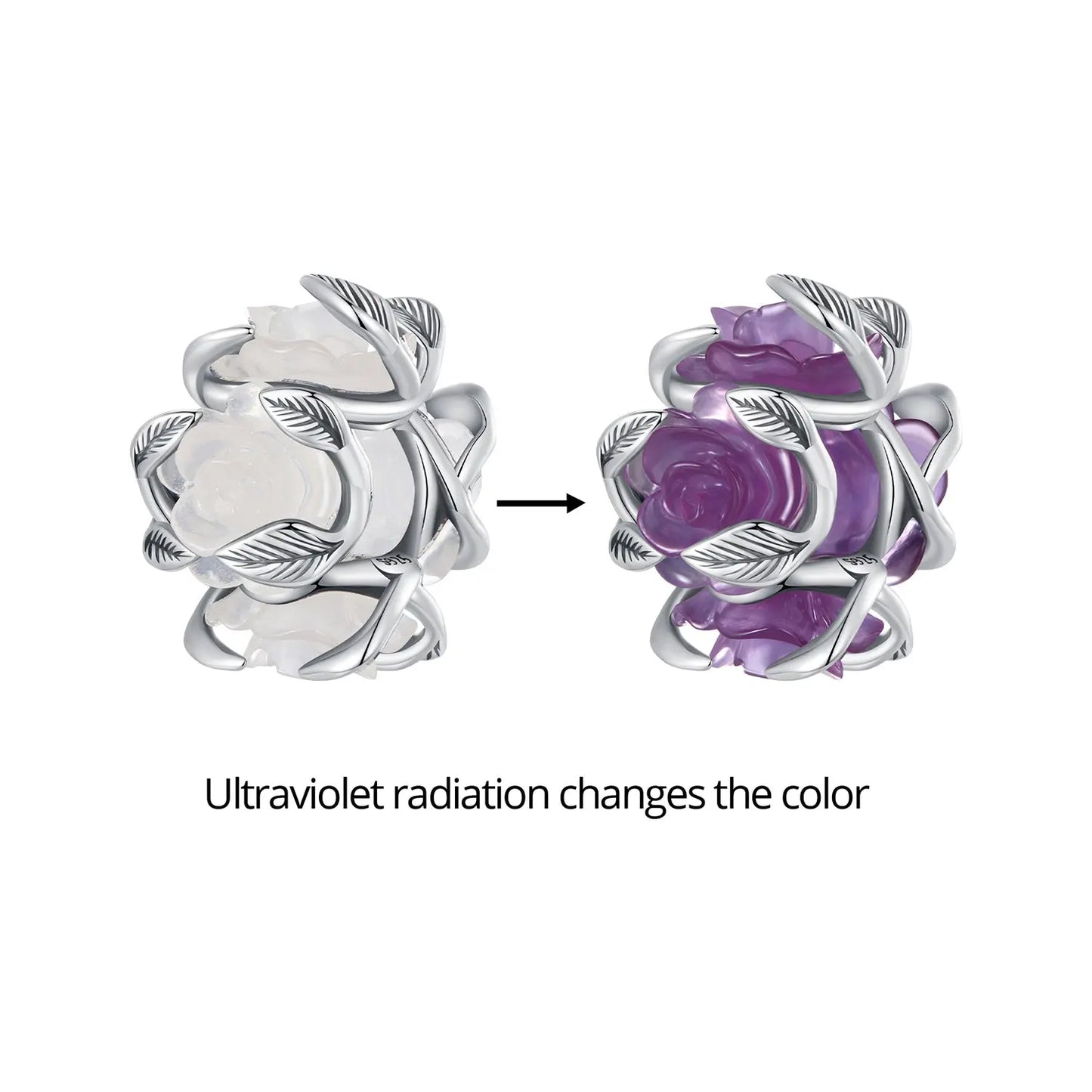 Ultraviolet Flower Charm Bead in Sterling Silver Kozy Lumiere