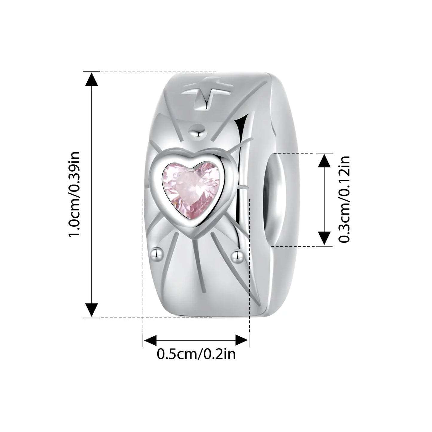 Sterling Silver Glowing Heart Clip Spacer Charm Kozy Lumiere