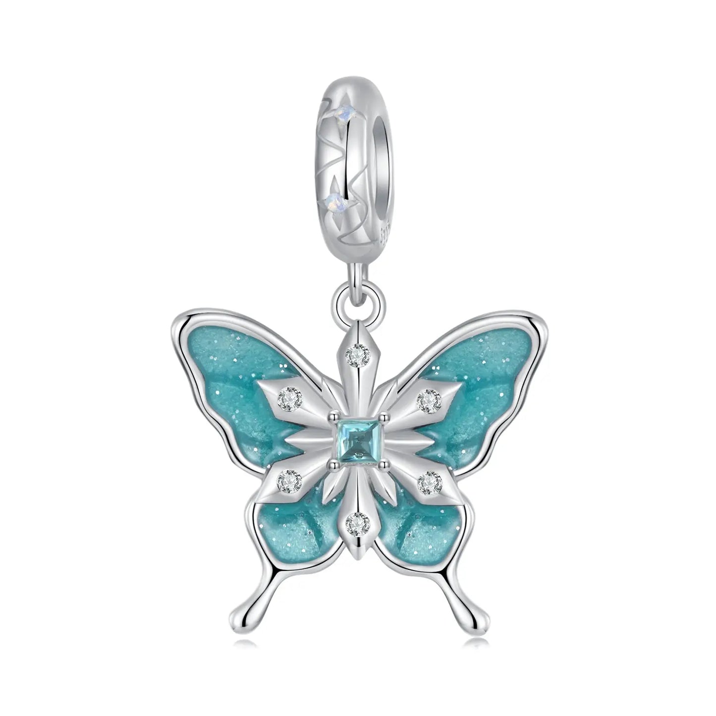 Blue Butterfly Dangle Charm in Sterling Silver Kozy Lumiere