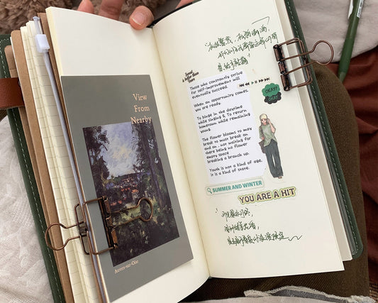 Standard size traveler's notebook cover with refill inserts for journaling and planning
