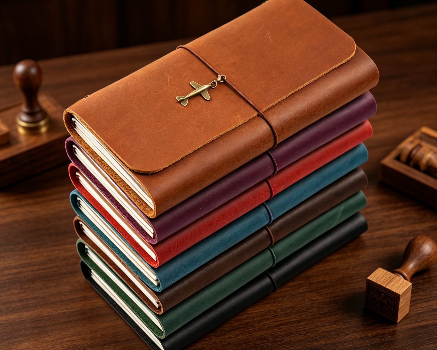 Genuine leather trifold traveler's notebook cover refillable journal for planning travel writing and creative notes - image 4