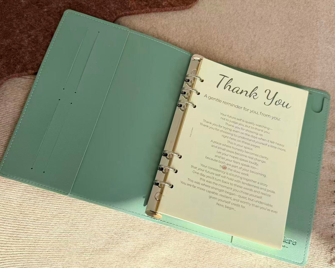Aqua green A5 planner with guided journal and planning pages