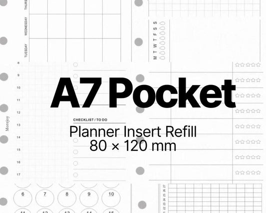 A7 pocket planner inserts for compact daily weekly and monthly planning