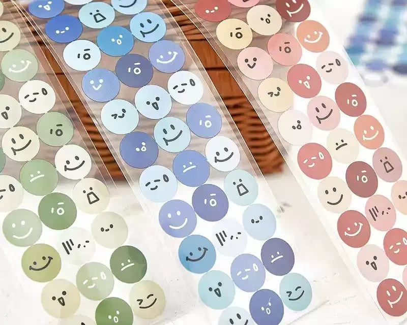 Rainbow Emoji Round Smiley Stickers for Journals and Planners