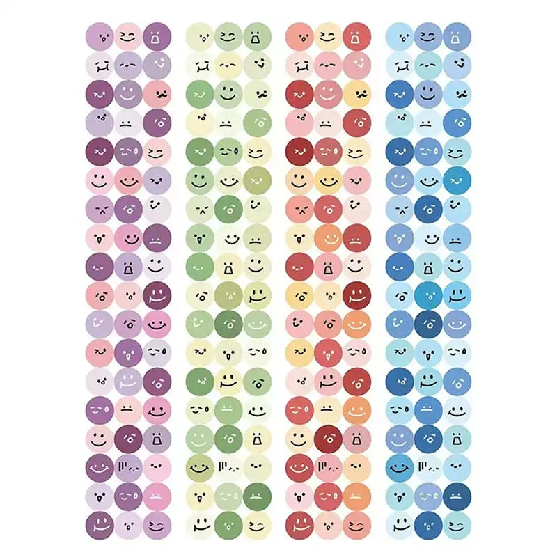 Rainbow Emoji Round Smiley Stickers for Journals and Planners