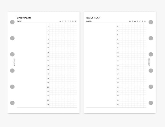 A7 Pocket Size Planner Insert Refill — Blank + Timeline + Daily/Weekly/Monthly Pages — 120gsm, 80 × 120 mm