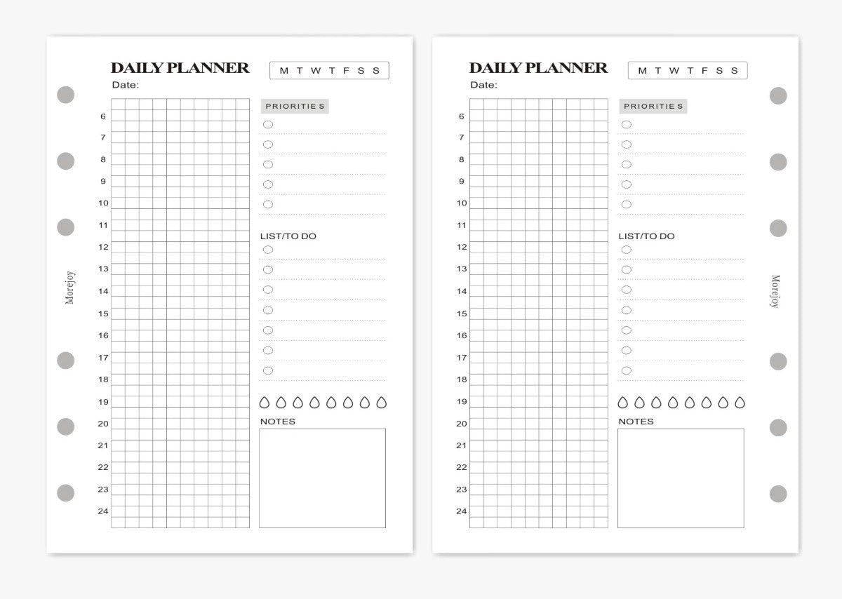 Personal Size Planner Insert Refill — Blank + Timeline + Daily/Weekly/Monthly Pages — 120gsm, 95 × 173 mm