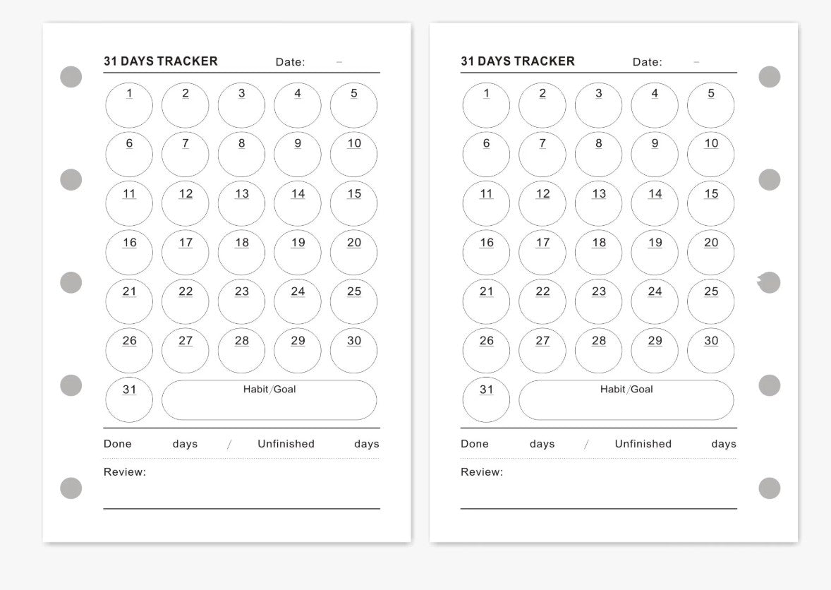 M5/A8 Planner Insert Refill — Blank + Timeline + Daily/Weekly/Monthly Pages — 120gsm, 74 × 105 mm