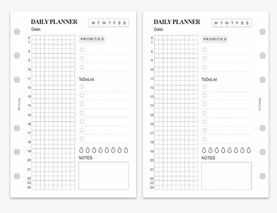 A6 Planner Insert Refill — Blank + Timeline + Daily/Weekly/Monthly Pages — 120gsm, 105 × 148 mm