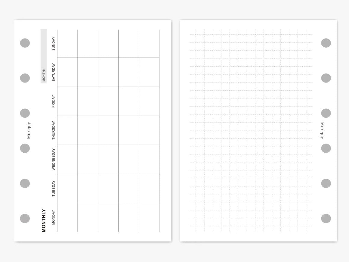 A7 Pocket Size Planner Insert Refill — Blank + Timeline + Daily/Weekly/Monthly Pages — 120gsm, 80 × 120 mm
