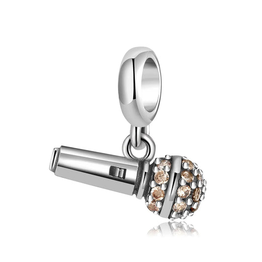 Microphone Dangle Charm in Sterling Silver Kozy Lumiere