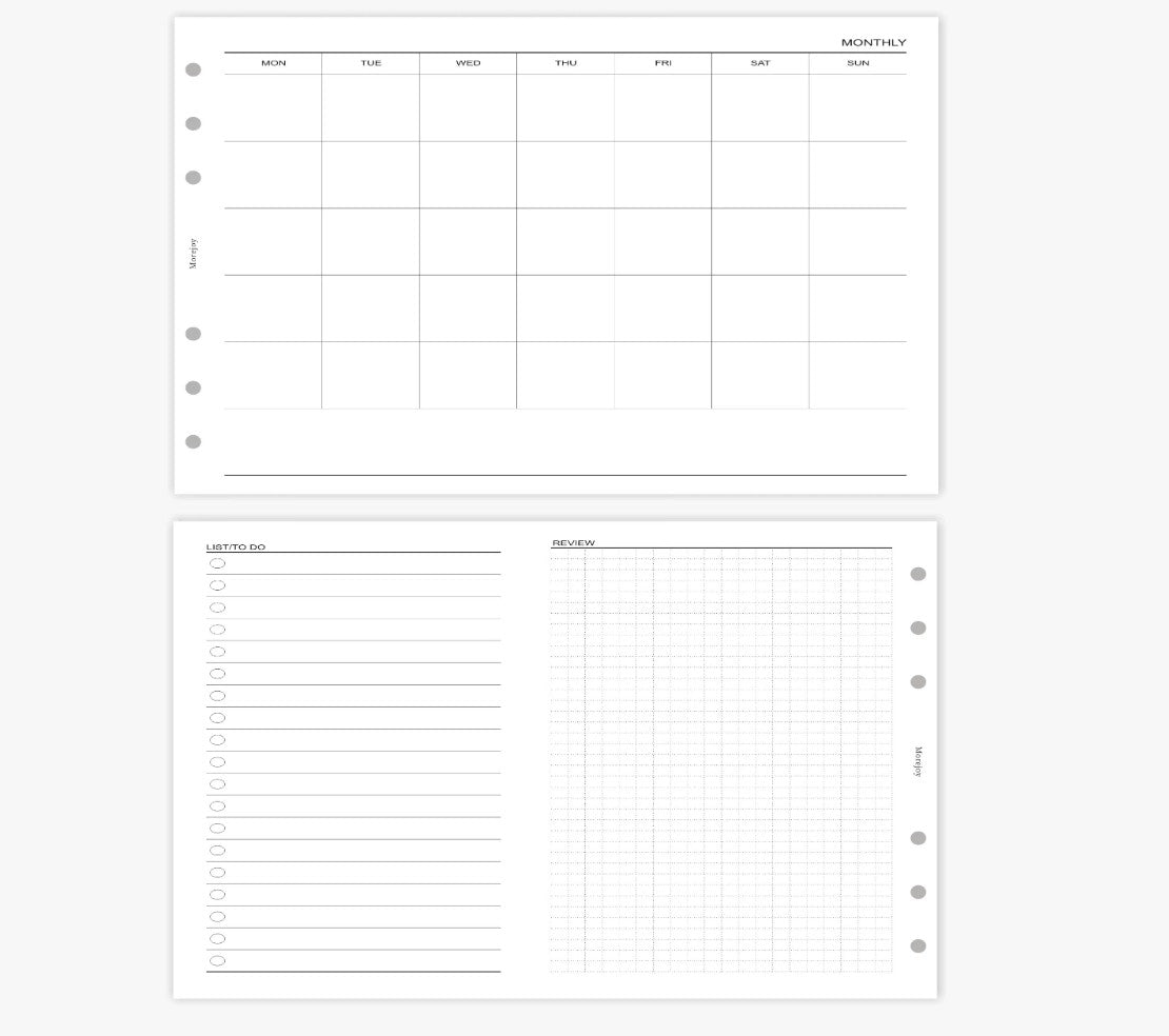 Personal Size Planner Insert Refill — Blank + Timeline + Daily/Weekly/Monthly Pages — 120gsm, 95 × 173 mm