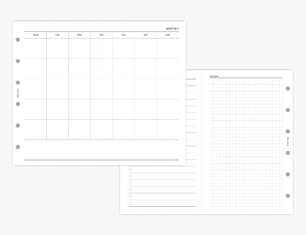 A7 Pocket Size Planner Insert Refill — Blank + Timeline + Daily/Weekly/Monthly Pages — 120gsm, 80 × 120 mm