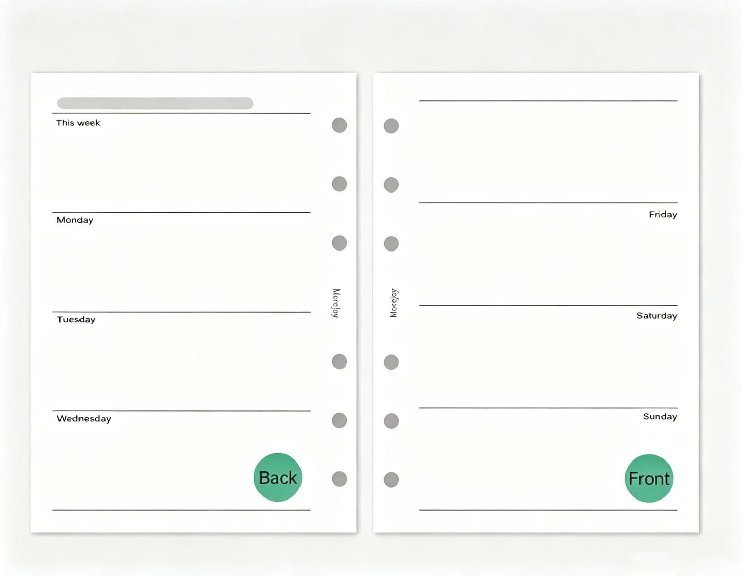 Personal Size Planner Insert Refill — Blank + Timeline + Daily/Weekly/Monthly Pages — 120gsm, 95 × 173 mm