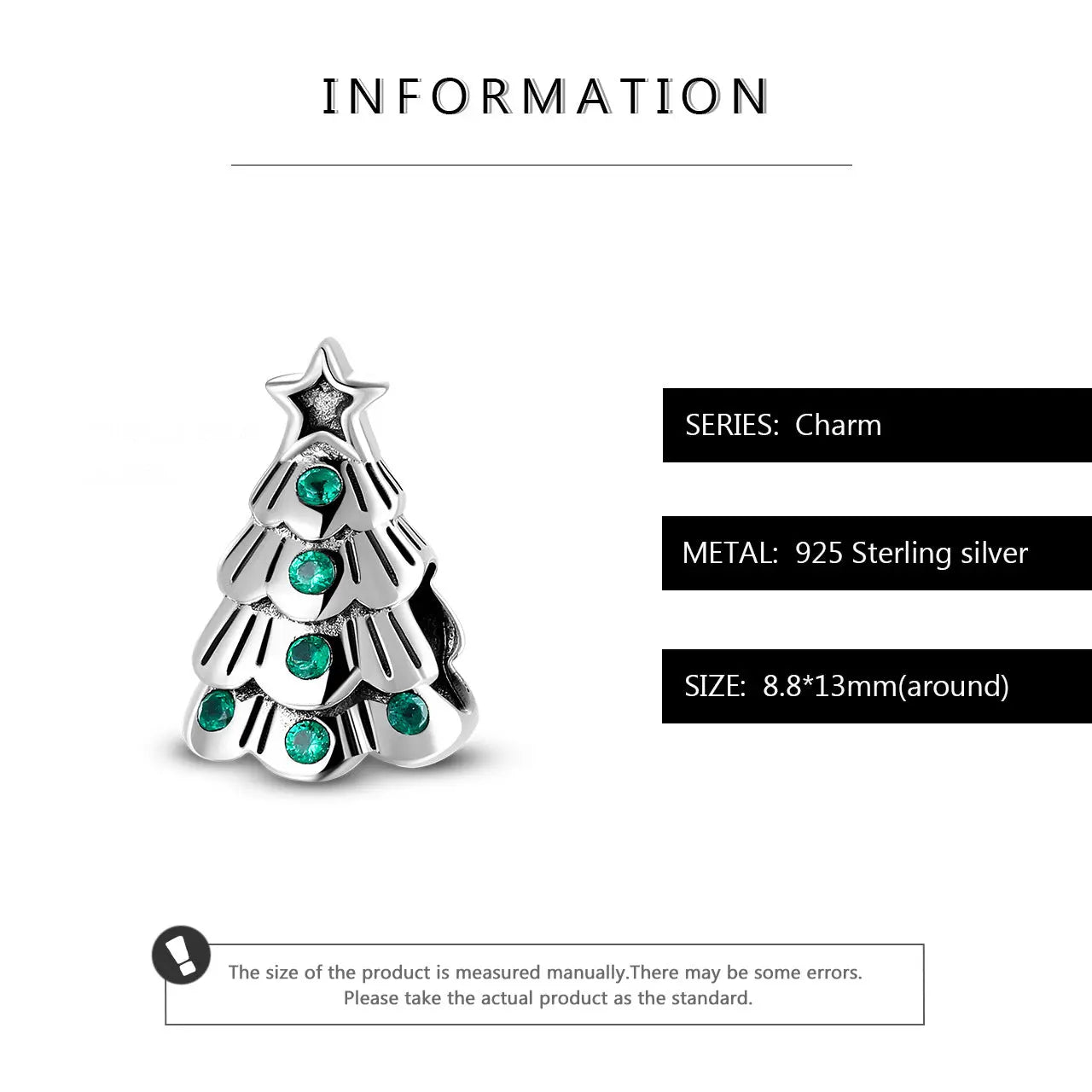 Christmas Tree Charm Bead in Sterling Silver Kozy Lumiere