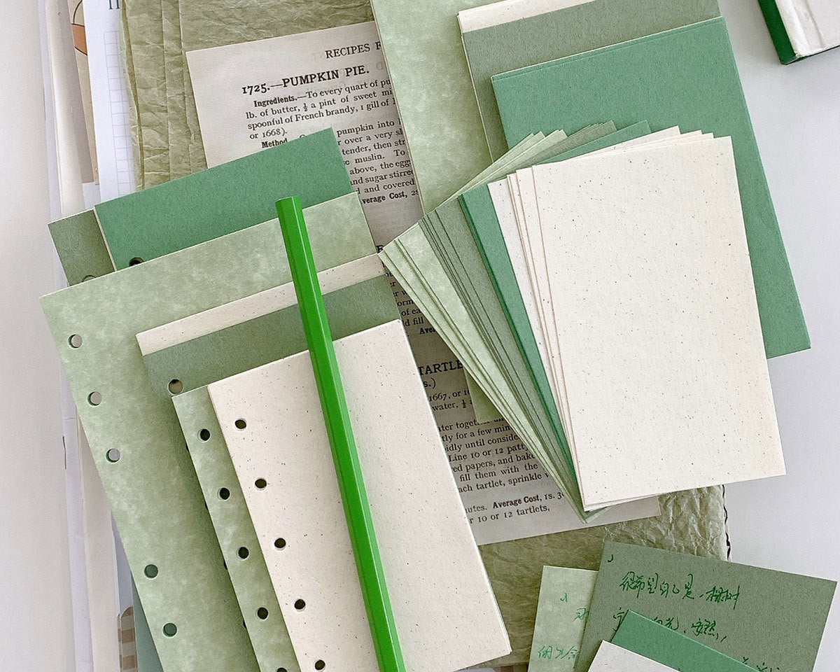 Lime Matcha series loose leaf binder inserts with specialty paper refills