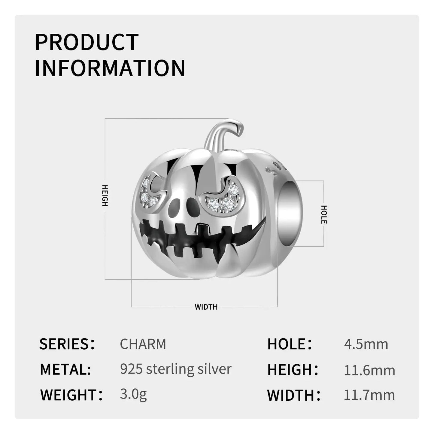 Pumpkin Charm Bead in Sterling Silver Kozy Lumiere