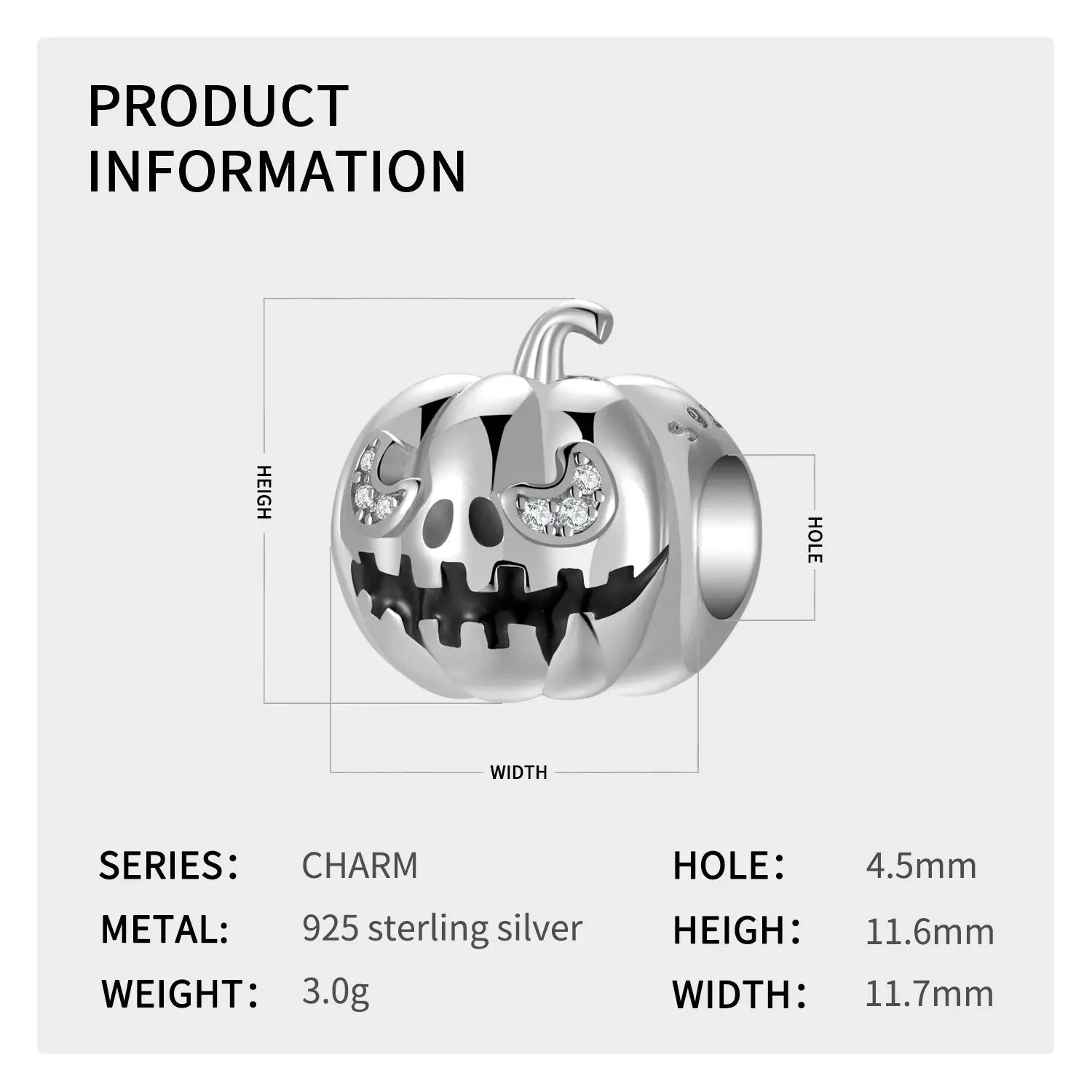 Pumpkin Charm Bead in Sterling Silver Kozy Lumiere