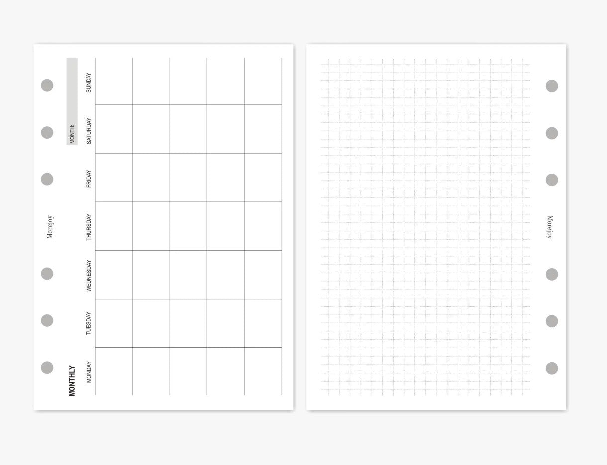 Personal Size Planner Insert Refill — Blank + Timeline + Daily/Weekly/Monthly Pages — 120gsm, 95 × 173 mm