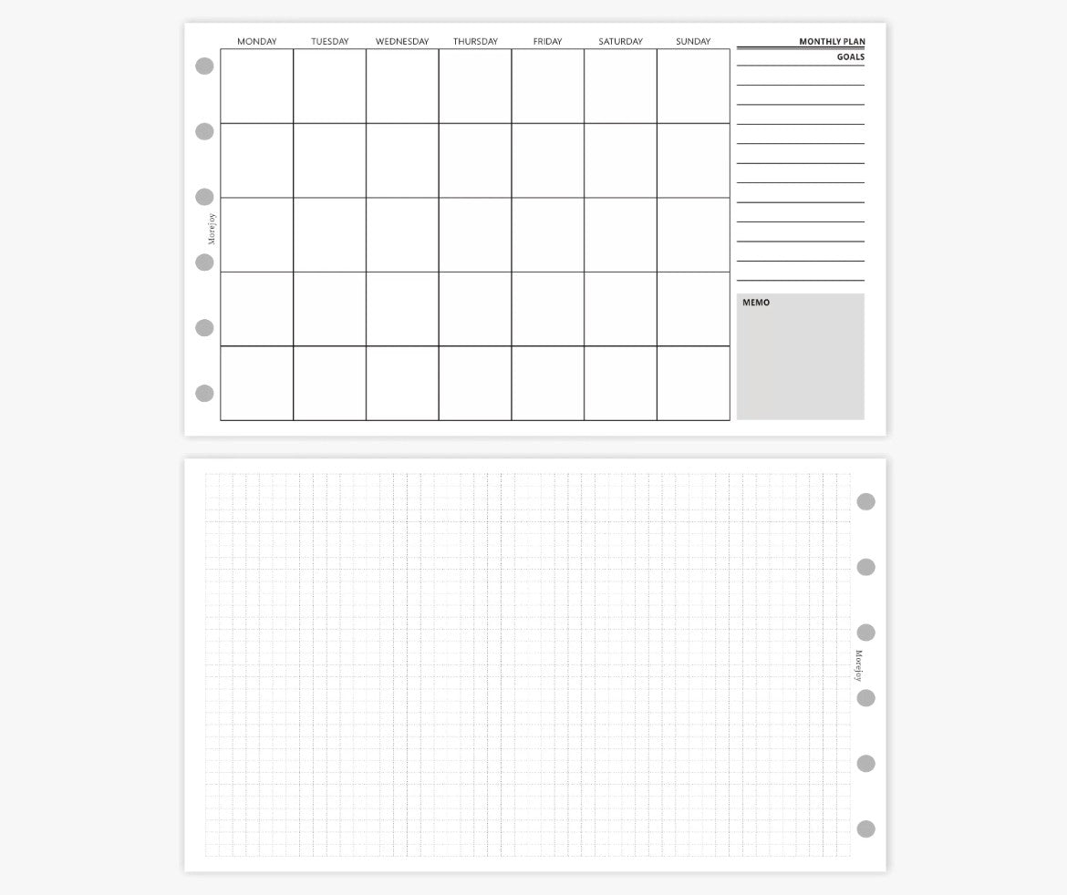 A7 Pocket Size Planner Insert Refill — Blank + Timeline + Daily/Weekly/Monthly Pages — 120gsm, 80 × 120 mm