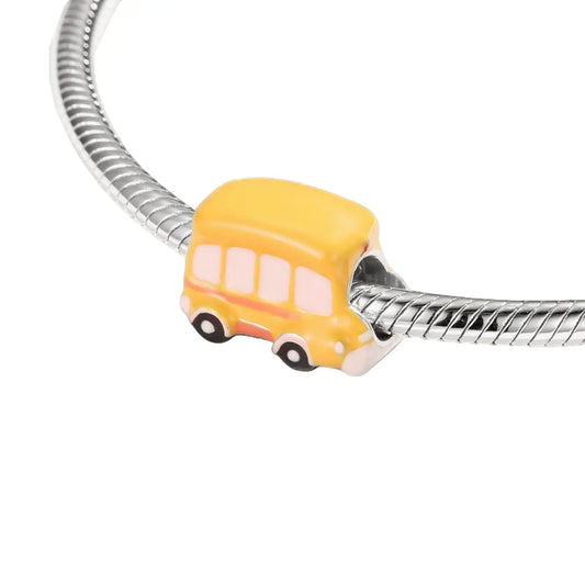 School Bus Charm Bead in Sterling Silver Kozy Lumiere