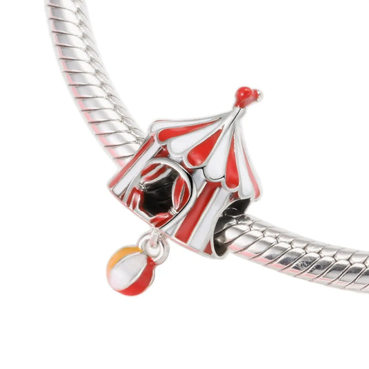 Circus Tent Charm Bead in Sterling Silver Kozy Lumiere