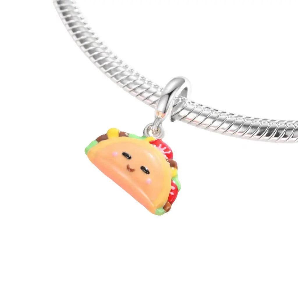 Taco Dangle Charm in Sterling Silver Kozy Lumiere