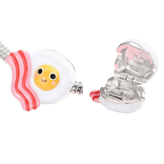 Egg Bacon Clip Charm in Sterling Silver Kozy Lumiere