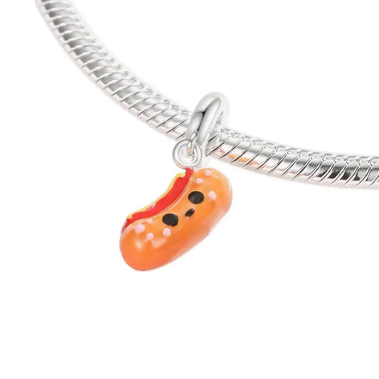 Hotdog Dangle Charm in Sterling Silver Kozy Lumiere