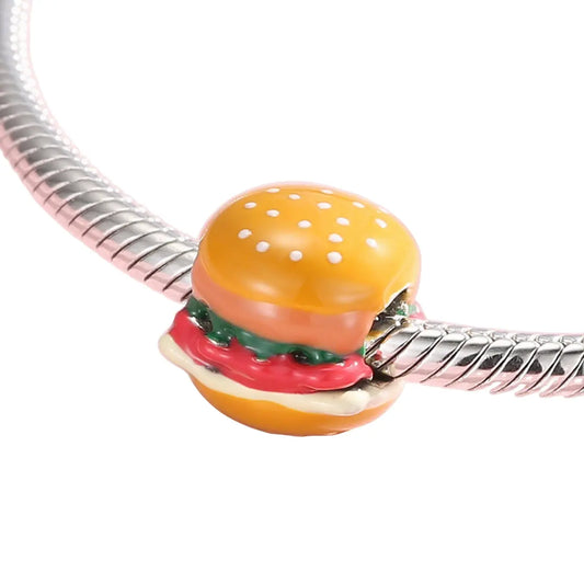 Burger Charm, Charm Bead in Sterling Silver Kozy Lumiere