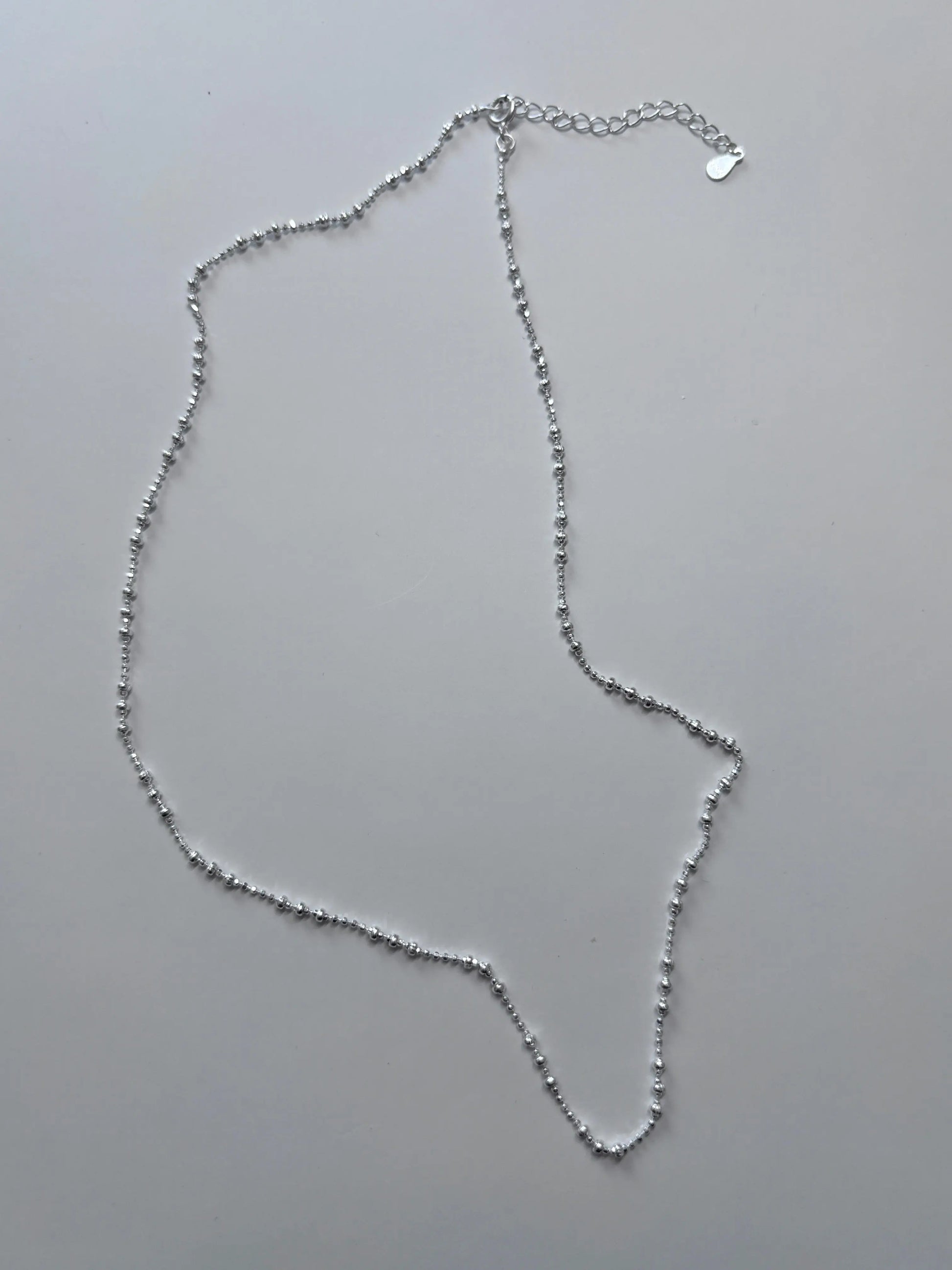 Sterling Silver Ultra-Shiny Bead Minimalist Necklace Kozy Lumiere