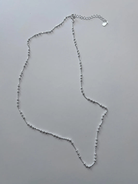 Sterling Silver Ultra-Shiny Bead Minimalist Necklace Kozy Lumiere