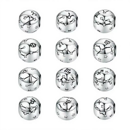 Silver Zodiac Sign Bead Charm, DIY Charm Kozy Lumiere