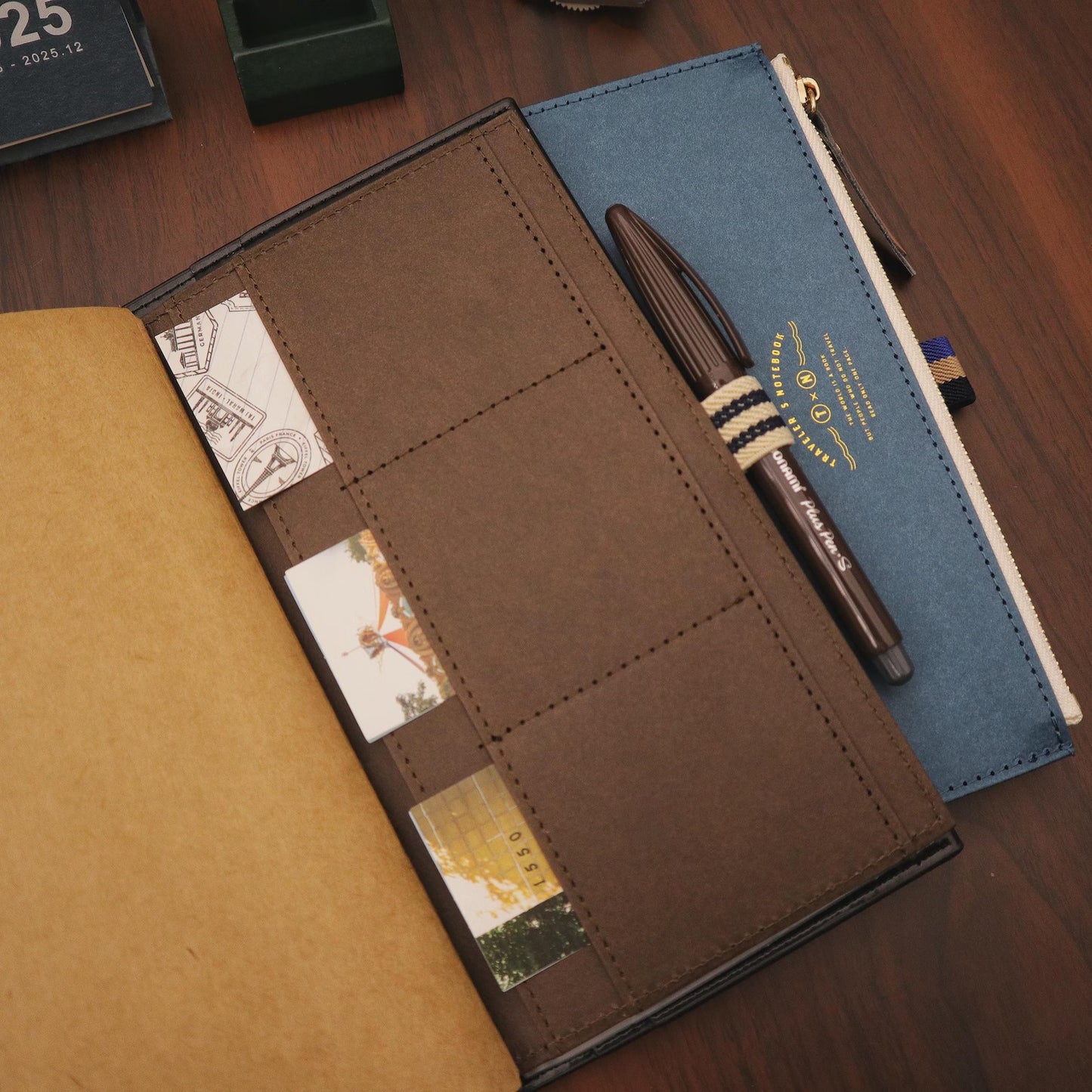 Washable Kraft Paper Zipper Pouch with Pen Loop for Journals