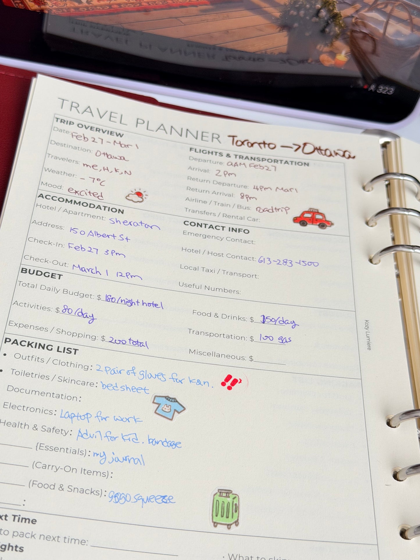 Mindful Living Planner Kit: A5 Awareness Journal & Planner Insert Pages RED