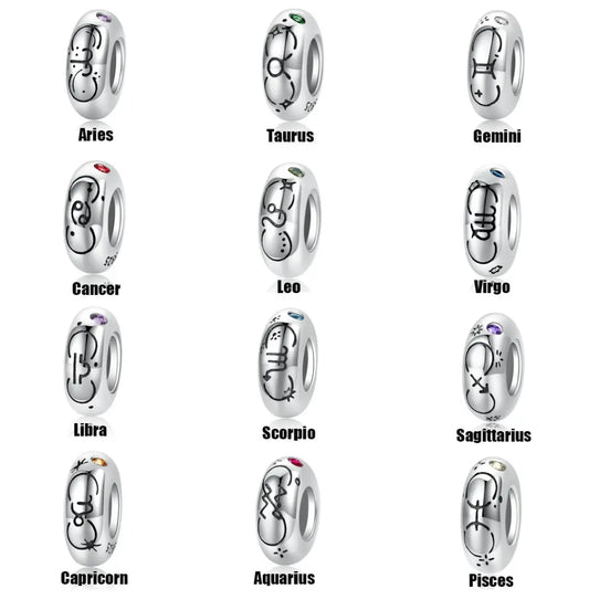 Silver Zodiac Spacer Charm, DIY Charm, Charm for Bracelet Kozy Lumiere