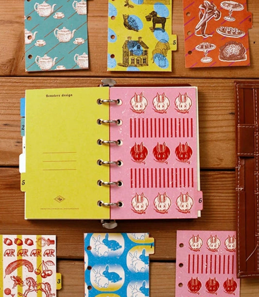 Color printed 300g cardstock index dividers with page tabs for ring binder planners