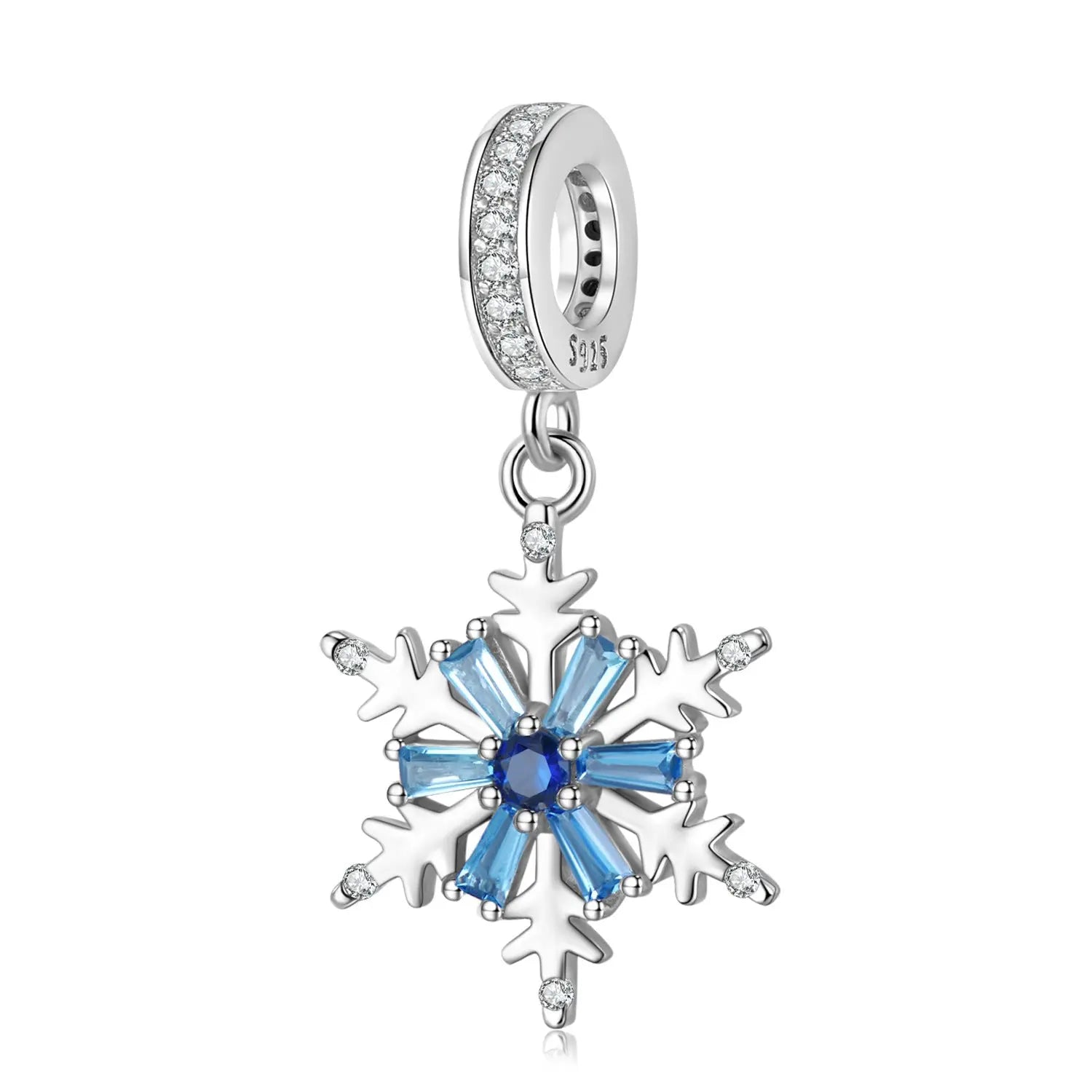 Snow Flake Dangle Charm in Sterling Silver Kozy Lumiere