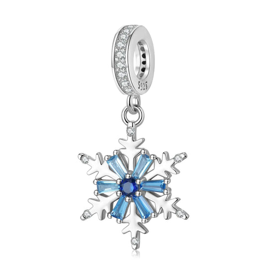 Snow Flake Dangle Charm in Sterling Silver Kozy Lumiere
