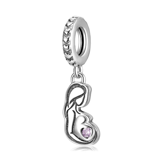 Pregnant Mother Dangle Charm in Sterling Silver Kozy Lumiere