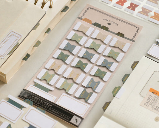 Vintage Gold Foil Writable Index Tab Stickers for Planners
