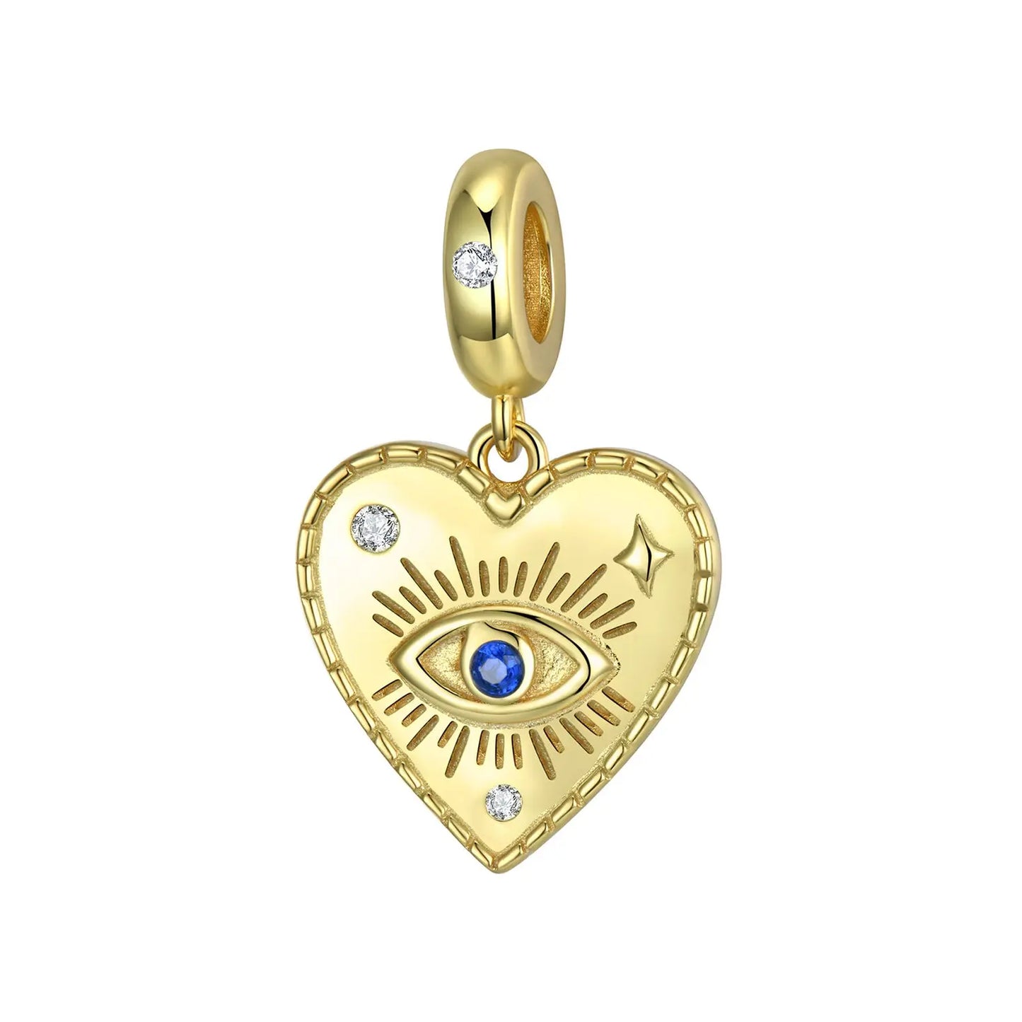 Eye of Horus Heart Dangle Charm in Sterling Silver Kozy Lumiere