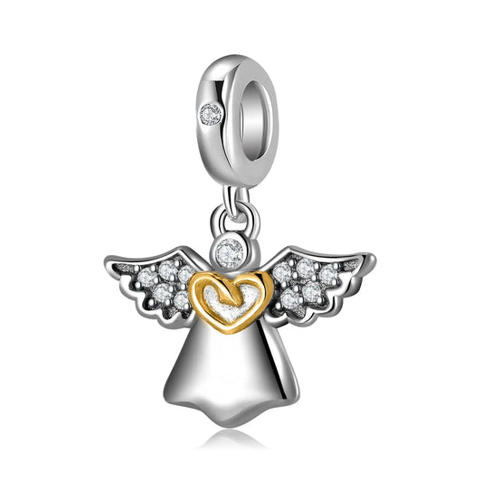 Angel Yellow Heart Dangle Charm in Sterling Silver Kozy Lumiere