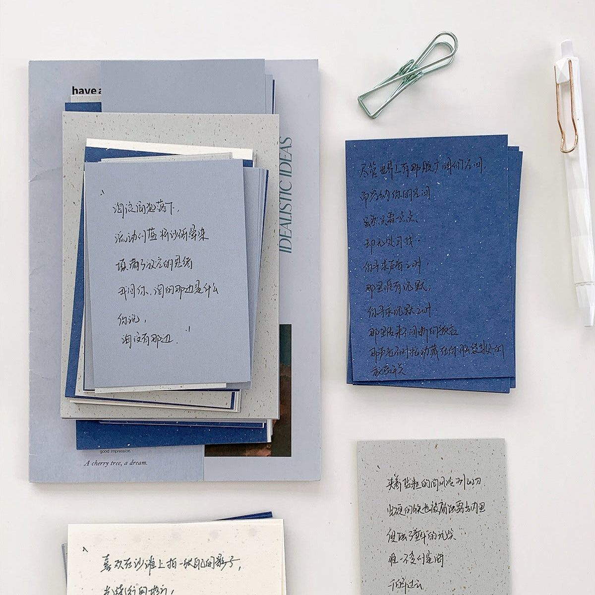 Loose leaf binder paper inserts in Sea Blue style for stationery crafts