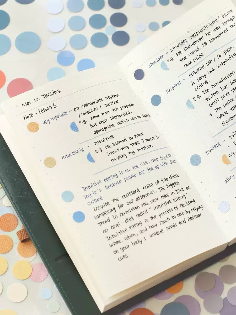 Colored Dot Decorative Label Stickers for Journals and Planners