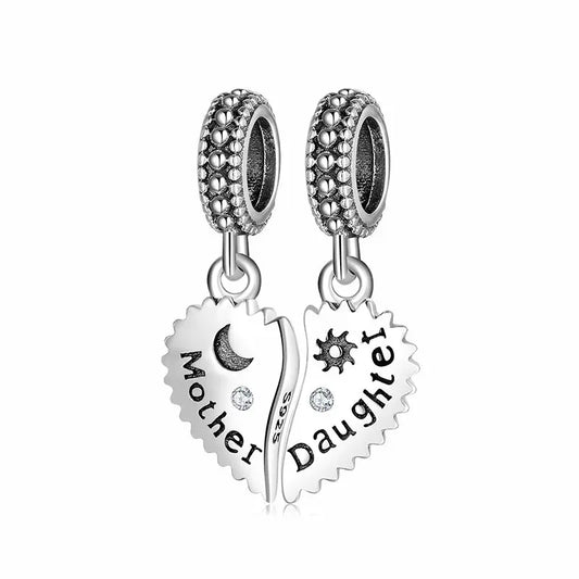 Mother Daughter Double Dangle Charm in Sterling Silver Kozy Lumiere