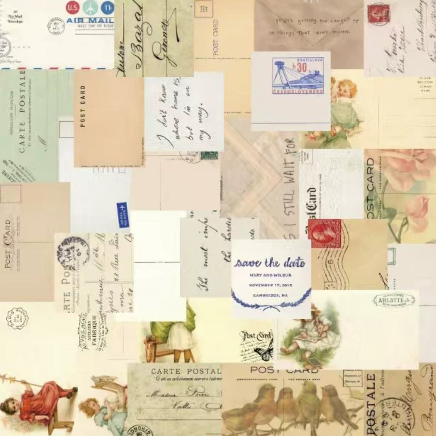 Cottage Garden Vintage Collage Paper for Journaling and Scrapbooking